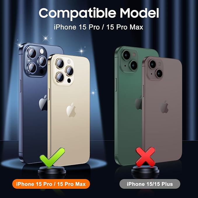 UniqueMe Compatible for 3 Pack iPhone 15 Pro/iPhone 15 Pro Max Camera Lens - Image 7