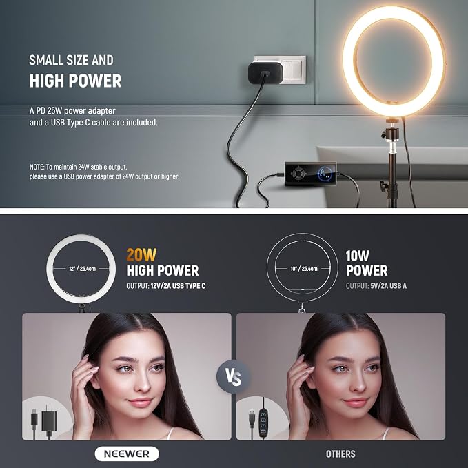 NEEWER 10" 20W High Power LED Ring Light - Image 6