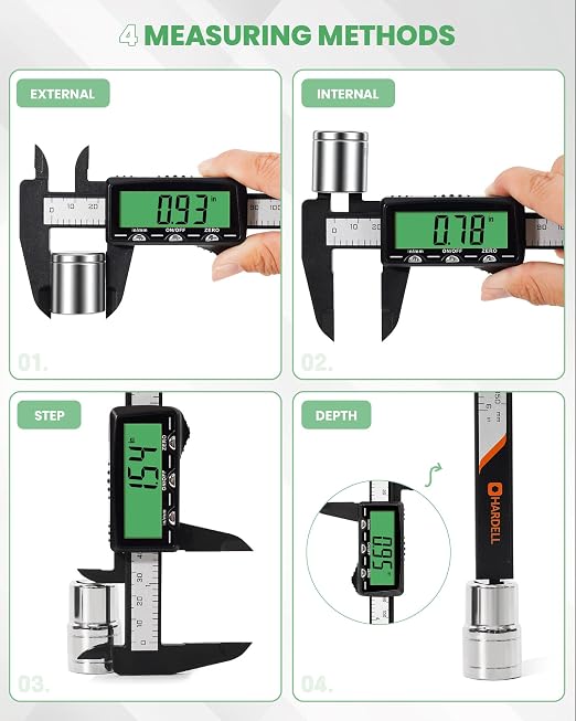HARDELL Rechargeable Digital Caliper 6", Plastic Calipers - Image 7