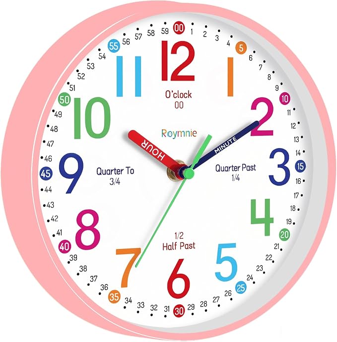 Roymnie Wall Clock 8 Inch for Kids Learning to Tell Time Easily Non Ticking - Image 8