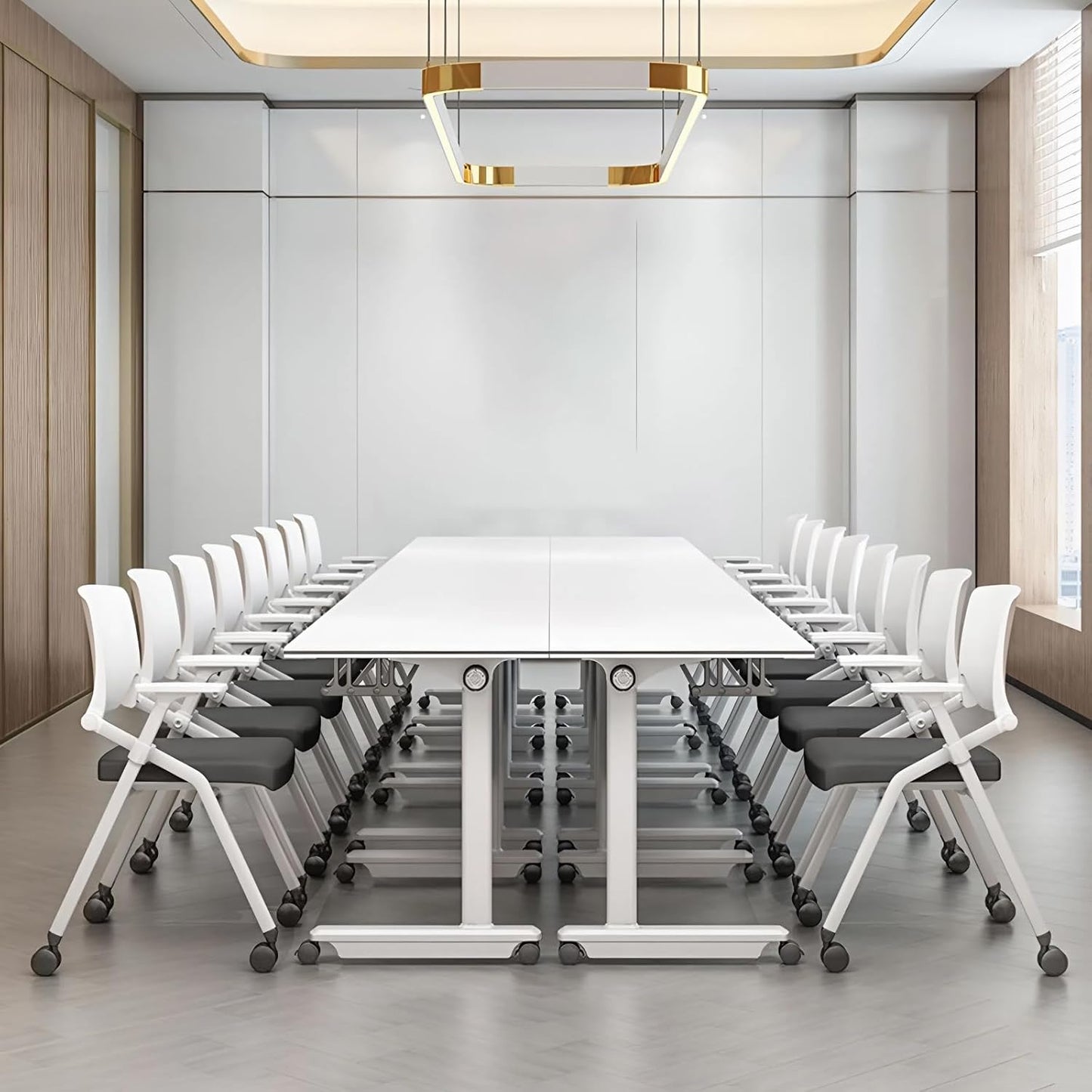 8Pack Conference Room Table, Folding Conference Table for Office Classroom, Mobile Training Tables with Casters Silent Wheels, Large Rectangular Convertible Modular Seminar Tables (L47.2in)
