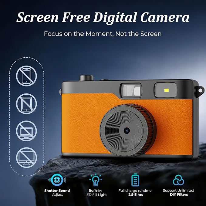 Screen Free Digital Camera, Reusable 12MP Vintage Digital Camera - Image 2
