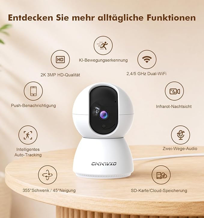 2K Wi-Fi Indoor Security Camera, 2.4/5GHz Wi-Fi Pet Cam, 3MP Camera - Image 9