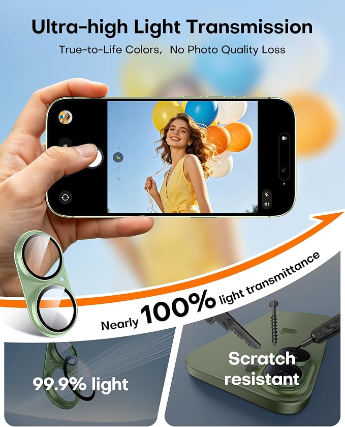 TAURI 2 Pack for iPhone 17 Camera Lens Protector, Full Coverage Military-Grade - Image 6