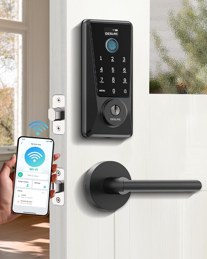 DESLOC Smart Lock D110 Plus, WiFi Fingerprint Smart Front Door Lock by DESLOC