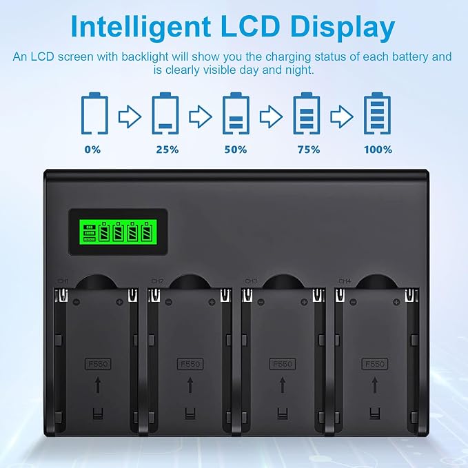 4&6 Pack NP-F970 Batteries 8900mAh and 4/6-Channel Charger Compatible - Image 5