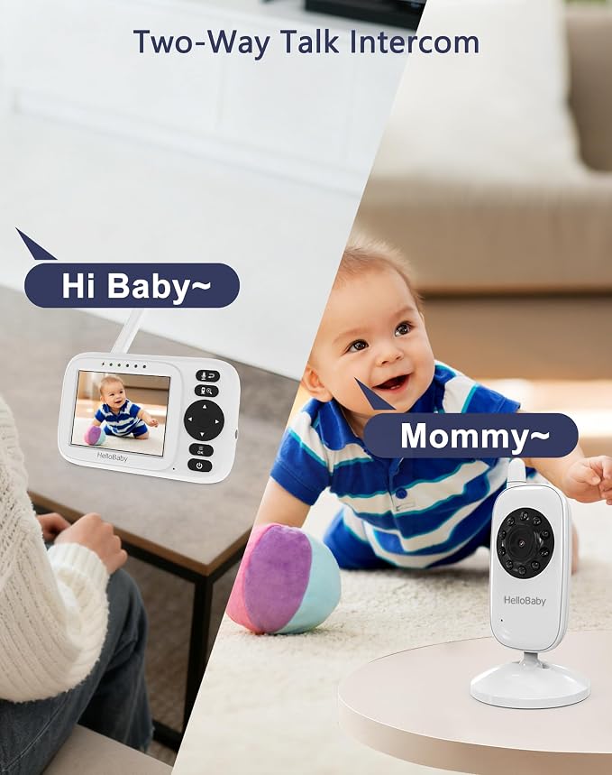 HelloBaby Baby Monitor with Camera and Audio, 3.2'' No WiFi Baby Monitor - Image 3