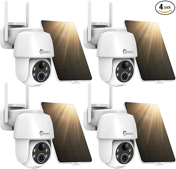 Solar Security Cameras Wireless Outdoor 4 Pack, WiFi 6 by CAMSTRO