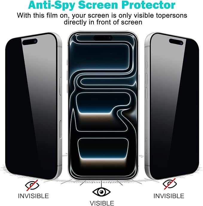 PEHAEL 3+3 Pack for iPhone 17 Pro Privacy Screen Protector - Image 4