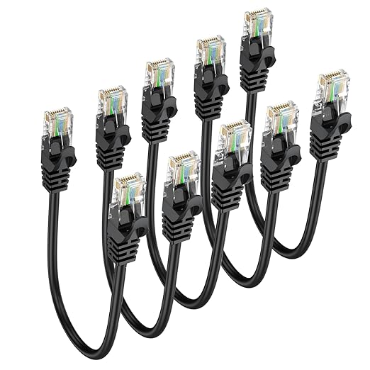 Cat 6 Ethernet Cable 1FT 5-Pack, Short Patch Cable 1 Foot Cord 10Gbps by ApoJodly