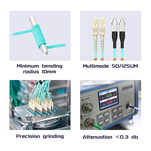 SC/UPC to FC/UPC Fiber Patch Cable OM3 50Meter/164ft 10GB/Gigabit Multimode - Image 5