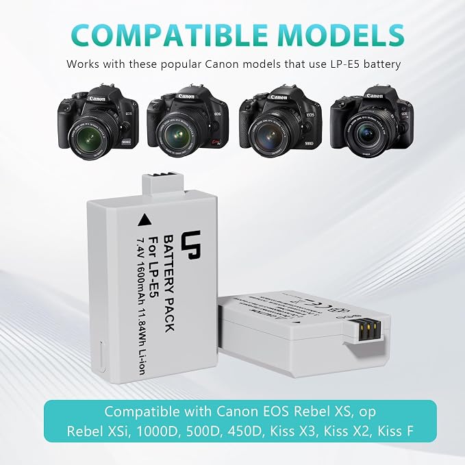 LP LP-E5 Battery and Charger Pack, Rebel T1i, Rebel XSi, Kiss X3, KissF and More - Image 2