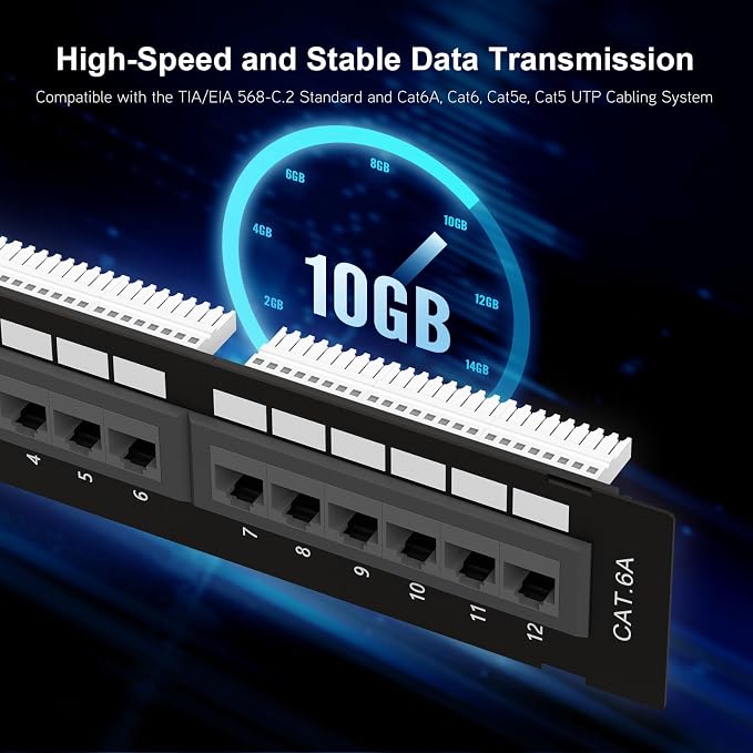 iwillink 12 Port 10Gbps Cat6A Network Patch Panel - Image 2