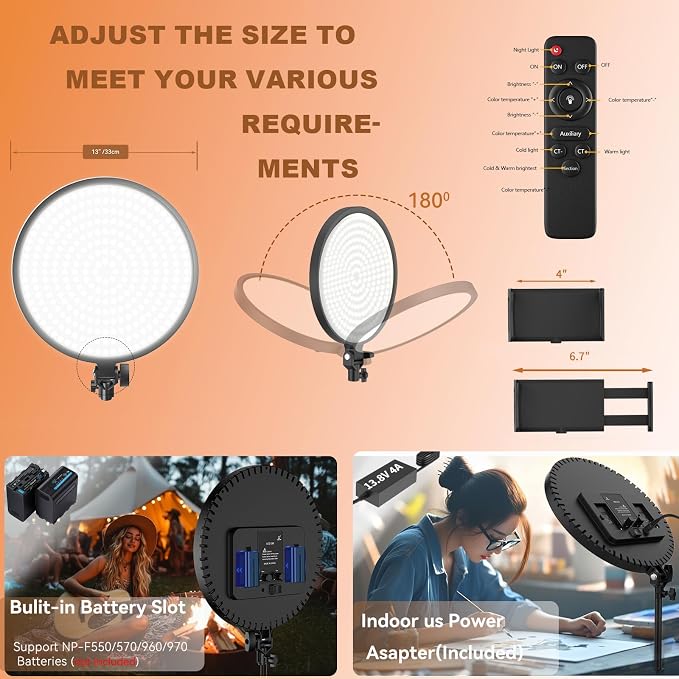 10 inch Light Kit, NO Wall Mount Triangle Boom Arm - Image 3