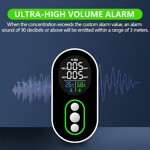 LSENLTY 4 in 1 PM 2.5 and PM 10 Air Quality Monitor, Portable PM 2.5 Detector - Image 6