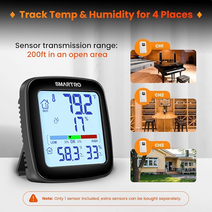 SMARTRO SC92 Professional Indoor Outdoor Thermometer Wireless Digital - Image 3