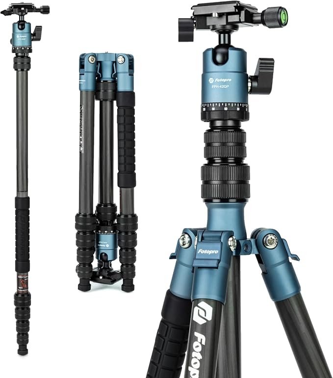 Fotopro 59" Carbon Fiber Travel Tripod Compact Camera Tripod by Fotopro