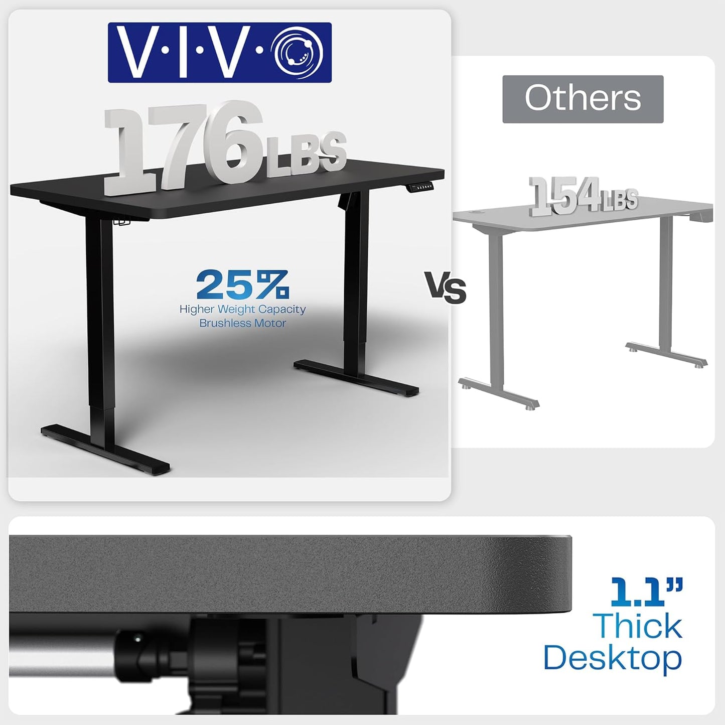 VIVO Electric 43 x 24 in Standing Desk, Memory Height Adjustment, 1B Series, One-Piece White Top, Black Frame, DESK-KIT-1B4W