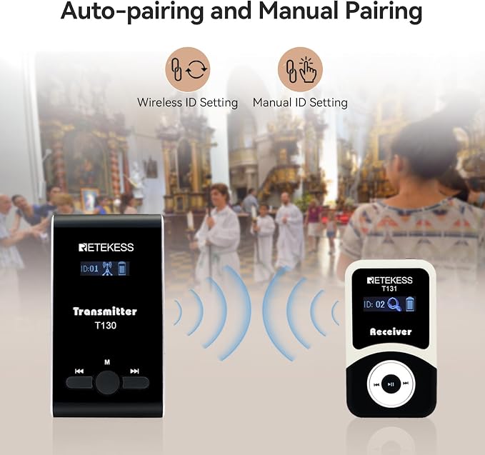 Retekess T130 Wireless Tour Guide Audio System, Church Translation Equipment - Image 6