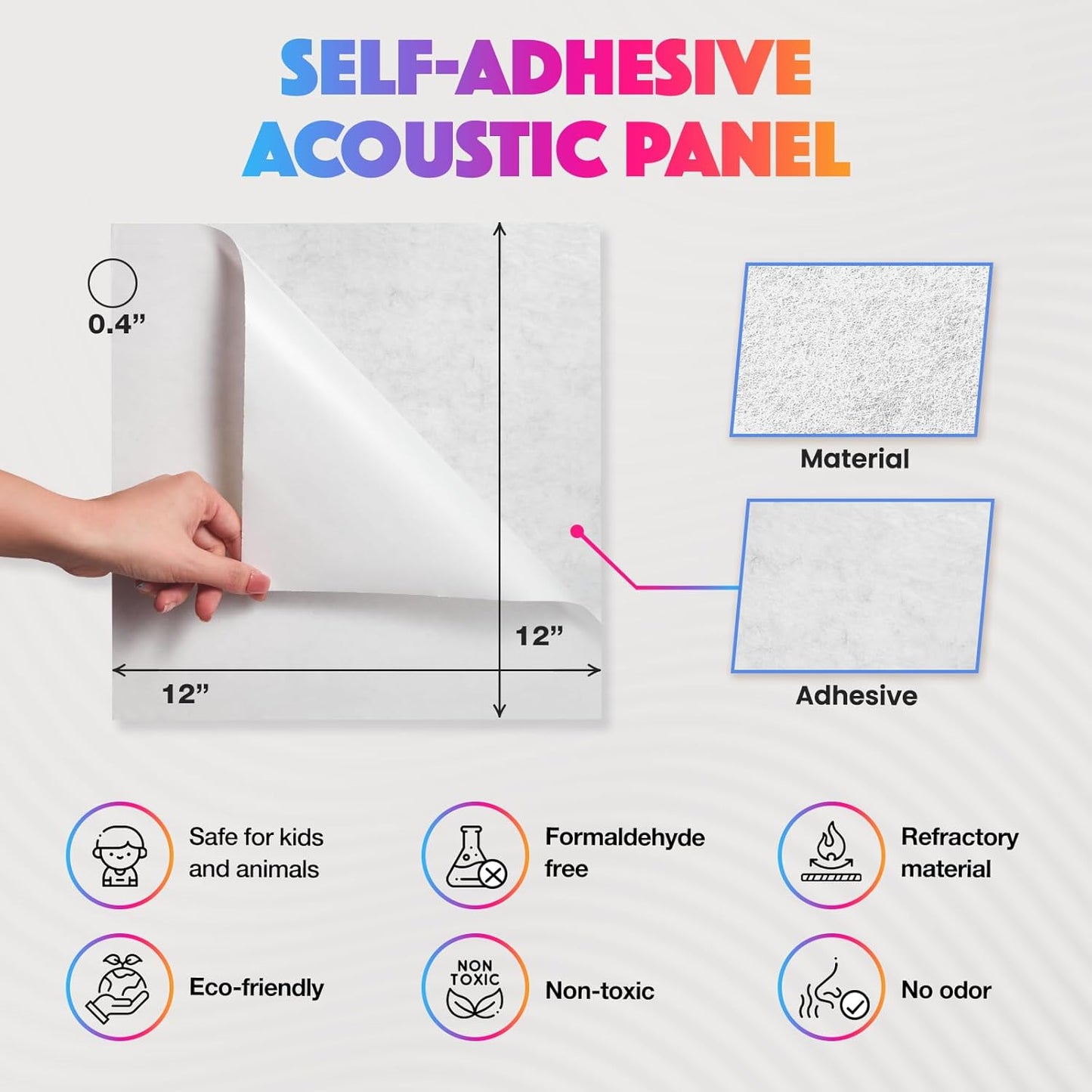 18 Pack Acoustic Panels Self Adhesive Sound absorbing Wall Panels, High Density Dampening Panel, 12X12X0.4 Inch Square Wall Panels in Home,Office,Reccording Room,Studio (Taro Purple)