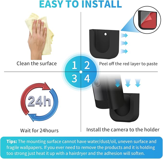 Ring Indoor Cam Adhesive Wall Mount Bracket, Strong Adhesive Durable Camera - Image 5