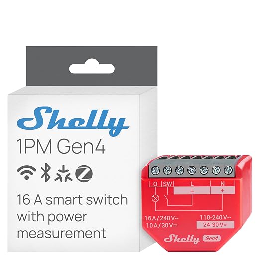 Shelly 1PM Gen4 | Wi-Fi, Matter Smart Relay Switch by Shelly