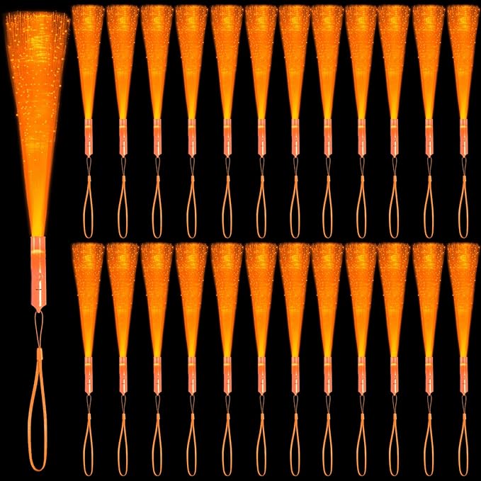 36 Pack Orange Glow Sticks Light Up Fiber Optic Stick Glow Wands Bulk by NUDALA