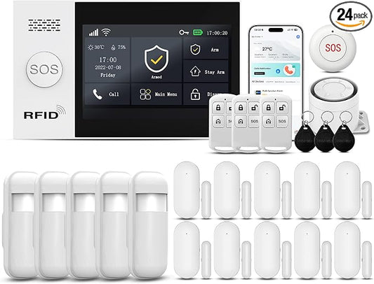 Wireless Alarm System for Home Security, 4.3in Touch Screen 24PcsWiFi+GSM/4G by PGST