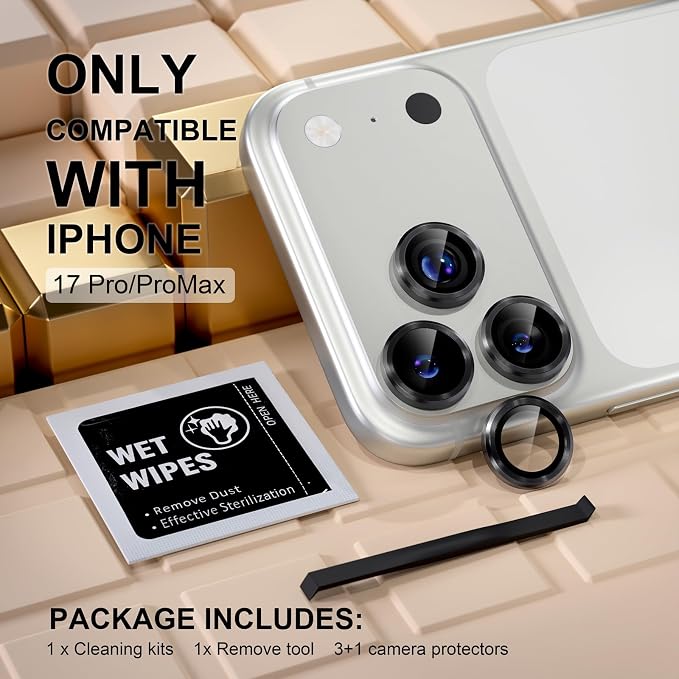 Misea Compatible for iPhone 17 Pro/iPhone 17 Pro Max Camera Lens Protector - Image 2