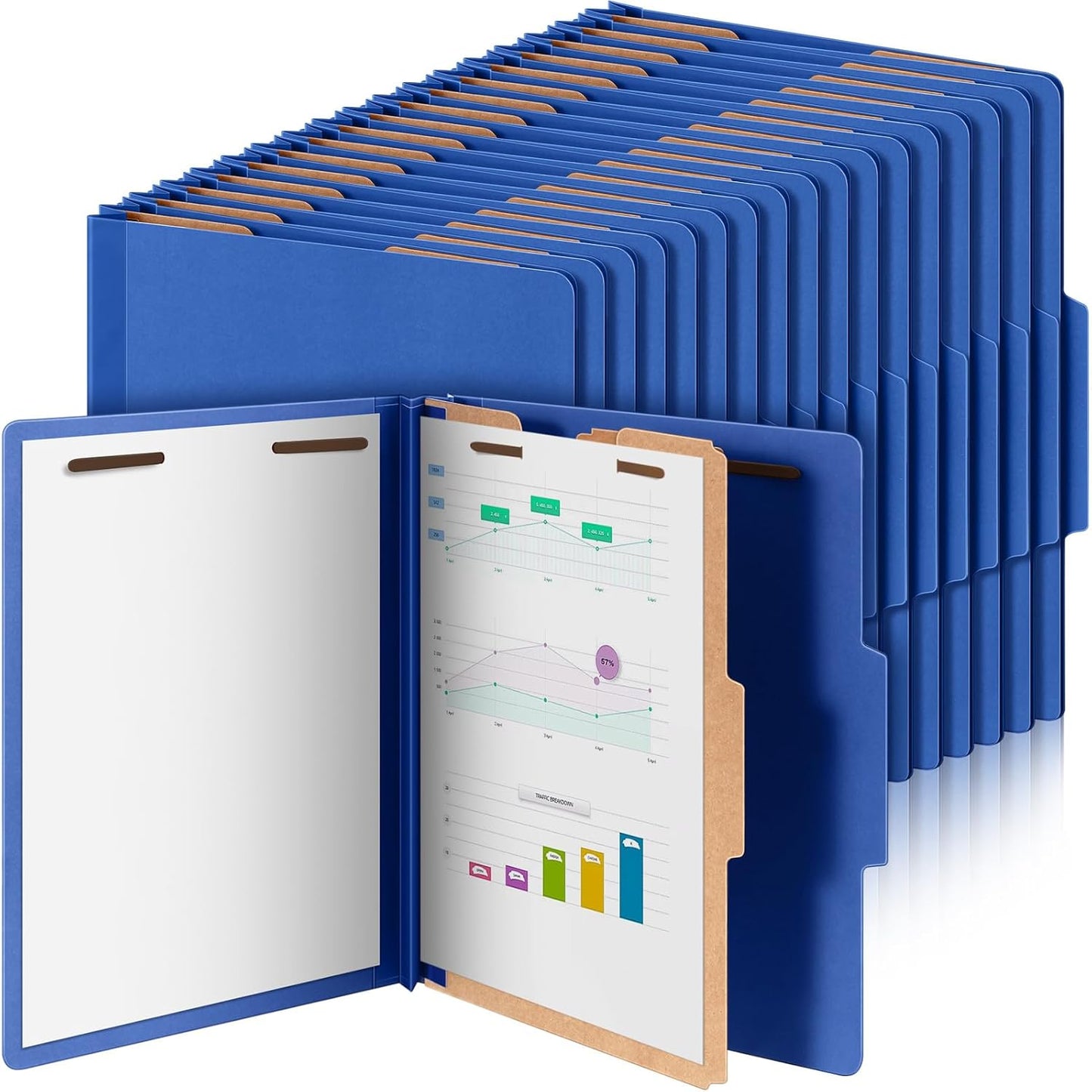 72 Pcs Classification Folders Letter Size, 1 Divider Pressboard File Folder with Fasteners, Expanding File Organizer Bulk for Teachers, Clergy, Office, Church, Christmas Donations (Dark Blue)