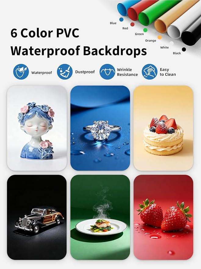 Glendan Light Box Photography, 6 Color PVC Backdrops, 4 Reflection Boards and 1 - Image 3
