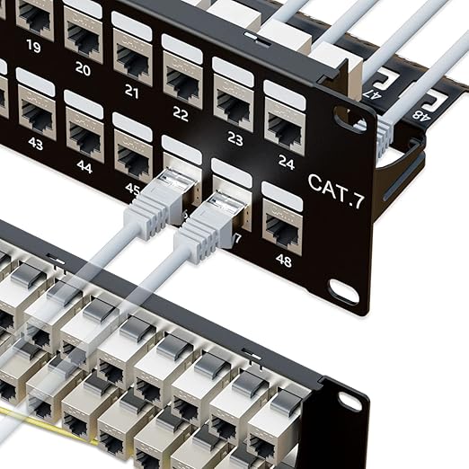 Iwillink 10Gbps Cat7 Patch Panel 48 Port, RJ45 Through Coupler 2U Patch Panel by IWILLINK