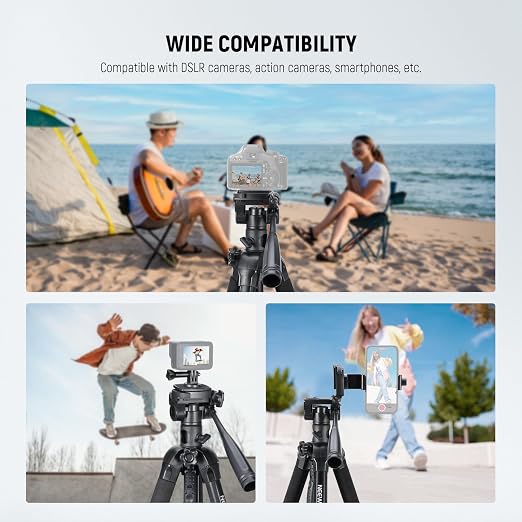NEEWER Basic 74" Video Tripod Monopod, 3 Way Pan Tilt Head, Overhead Camera - Image 8