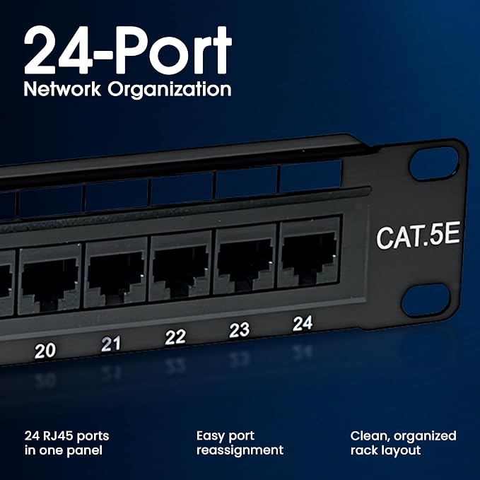 Intellinet 24 Port Cat5e Network Patch Panel Wall Mount– 1U Rack Height - Image 7