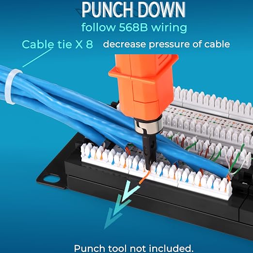 Rapink Patch Panel 48 Port Cat6 10G Support, Network Patch Panel UTP 19-Inch - Image 3