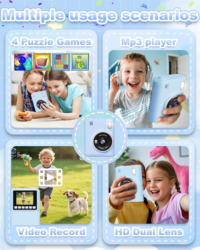Instant Print Camera for Kids, 1080P Instant Digital Print Cameras for Toddler - Image 3