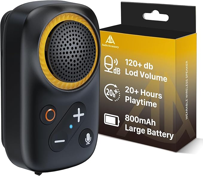 AA AUDIO ACCESSORY Wearable Bluetooth Speaker Clip On-Upgraded 800mAh Battery by AA