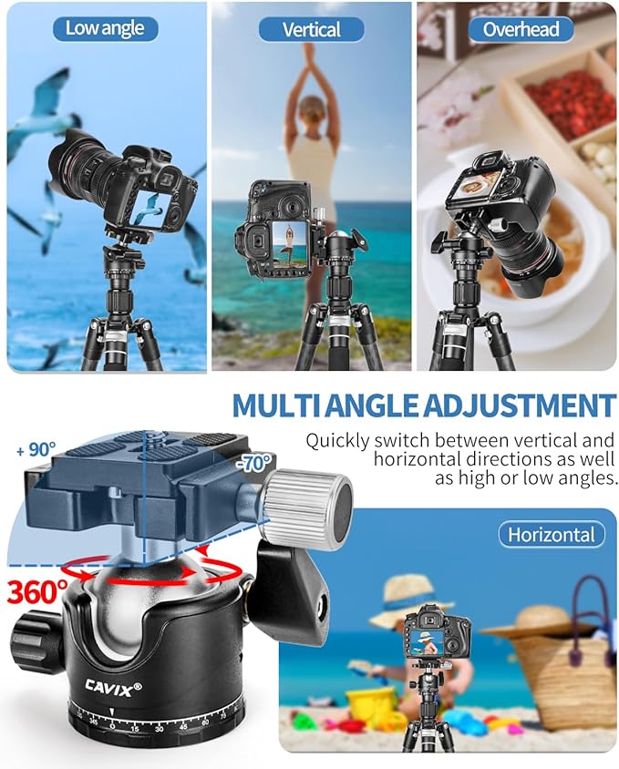 CAVIX Ball Head 360 Degree Rotating Panoramic Tripod Heads - Image 2
