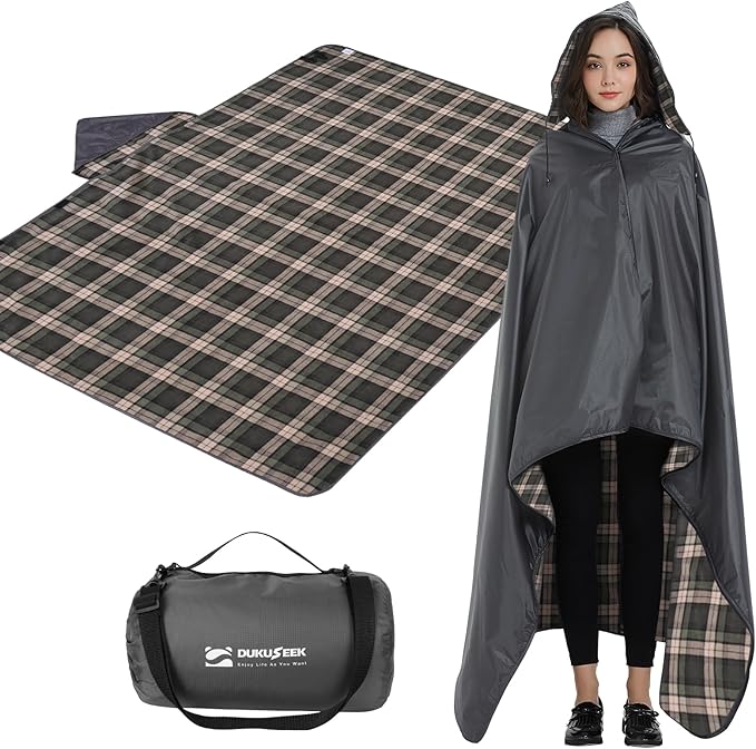 DUKUSEEK Stadium Blanket for Outdoor Sports, Waterproof Hooded Blankets by DUKUSEEK