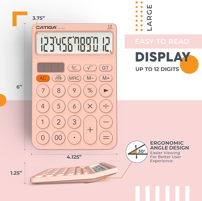 CATIGA 12 Digit Desktop Calculator Basic Desk Calculator - Image 3
