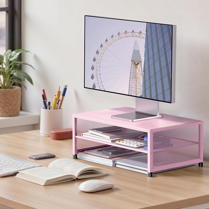 ECOLOVI 2-Tier Computer Monitor Stand Riser, Desk Organizer - Image 2