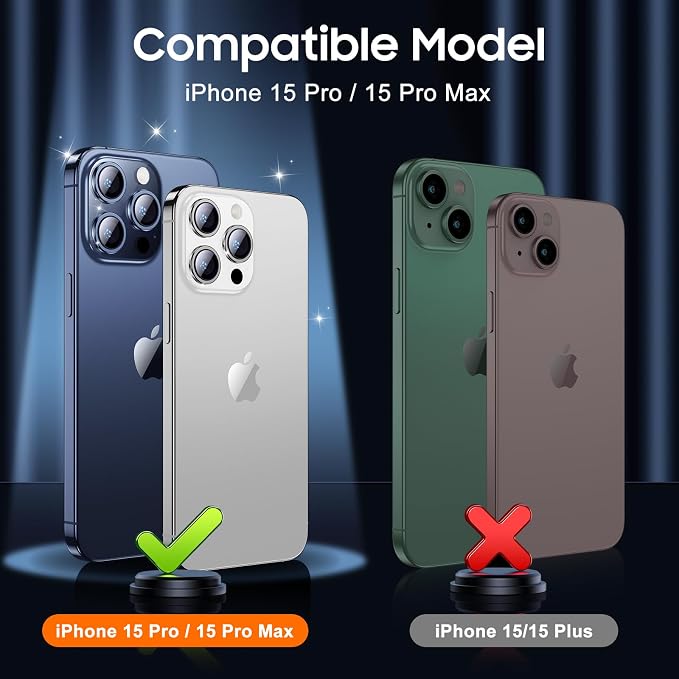 UniqueMe Compatible for 3 Pack iPhone 15 Pro/iPhone 15 Pro Max Camera Lens - Image 7