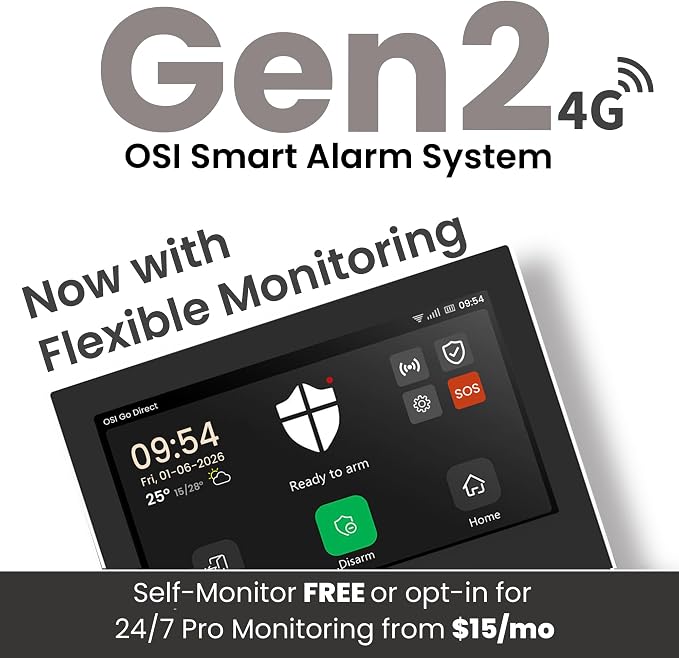 OSI Alarm System Gen 2, Motion & Entry Sensors, Wireless Siren, App & Alexa - Image 3