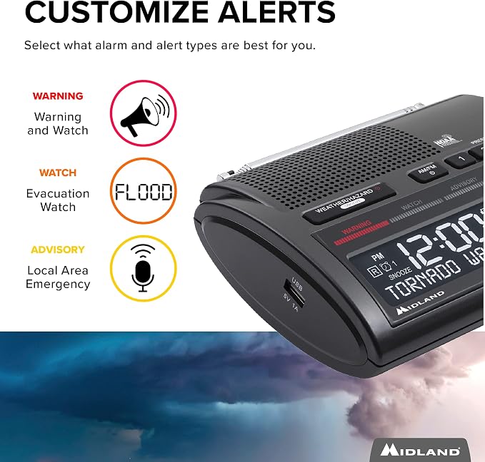 Midland - WR400 Weather Radio Deluxe - NOAA Emergency Alert Scanner – Home Use - Image 7