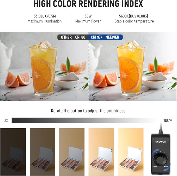 NEEWER 50W Upgraded Photo Studio Light Box, 4 Backdrops, 5600K 192 LEDs - Image 3