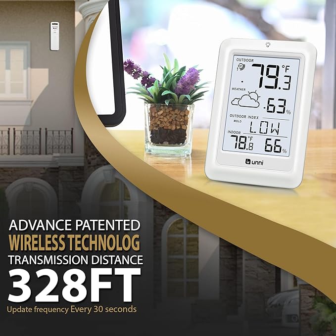 Indoor Outdoor Thermometer Wireless Weather Station, Temperature Humidity - Image 3