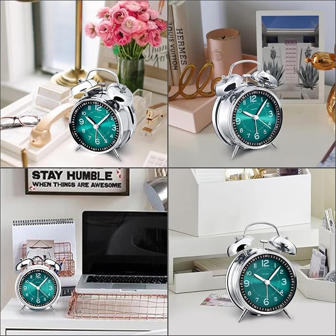 Peakeep Loud Alarm Clock for Heavy Sleepers Adults, Metal 4.5" Twin Bell - Image 4