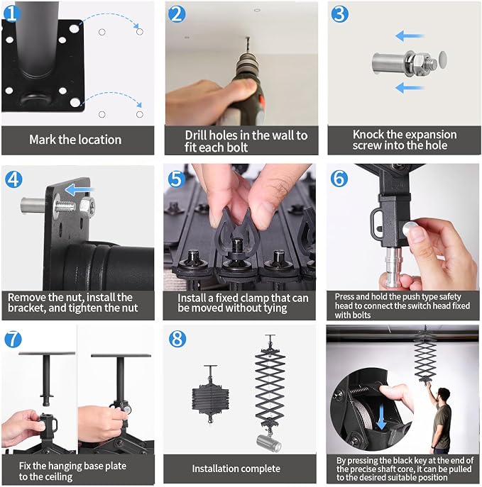 Photography Ceiling Rail System 2M Lifting Constant Force Hinge kit - Image 5