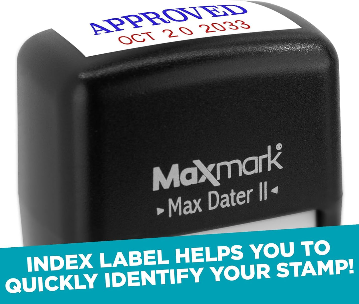 MaxMark Self-Inking Rubber Date Office Stamp with DEPOSITED Phrase & Date - RED Ink (Max Dater II), 12-Year Band