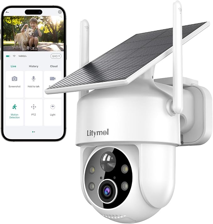 LITYMOL 2K 360° View Security Cameras Wireless Outdoor, Solar Cameras by Unknown